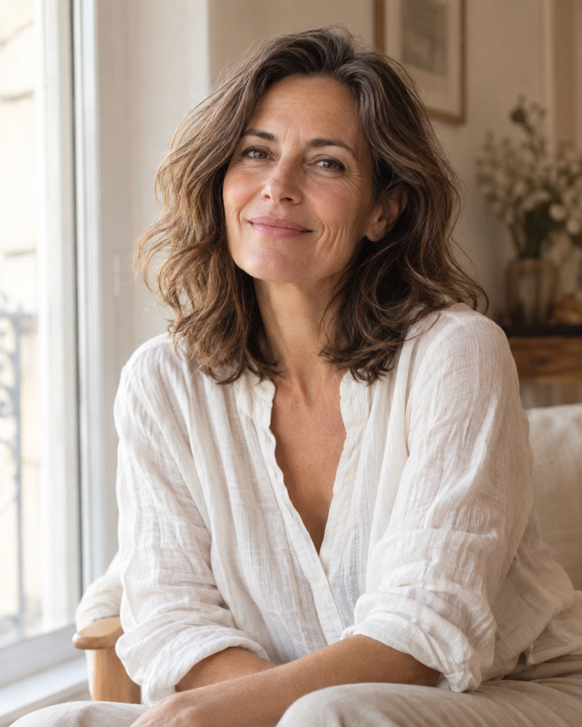 Portrait d’une femme souriante — illustration provisoire générée par IA